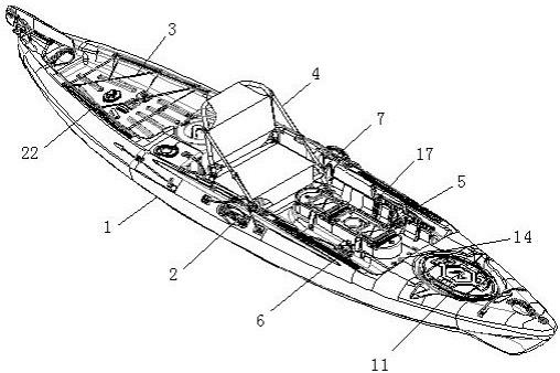 一种座椅高低位带多功能舱盖的皮划艇的制作方法