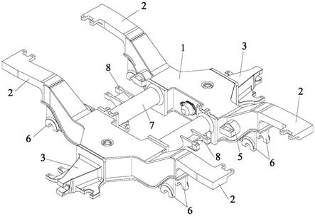 高速动车组轴箱内置式非动力转向架用构架装置的制作方法
