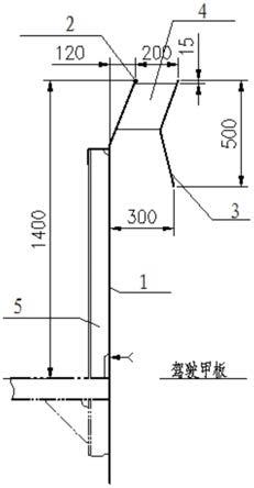 一种船舶翼桥的折角挡风板结构的制作方法