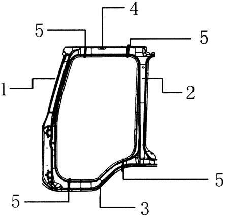 一种四片式激光拼焊商用车侧围门框及其加工方法与流程